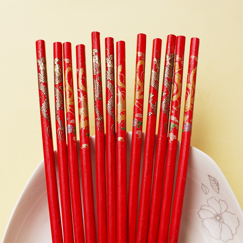 Wedding Chopsticks Phoenix Wedding Celebration Chopsticks Return Ceremony Mongolian Dance Props Red Chopsticks Wholesale