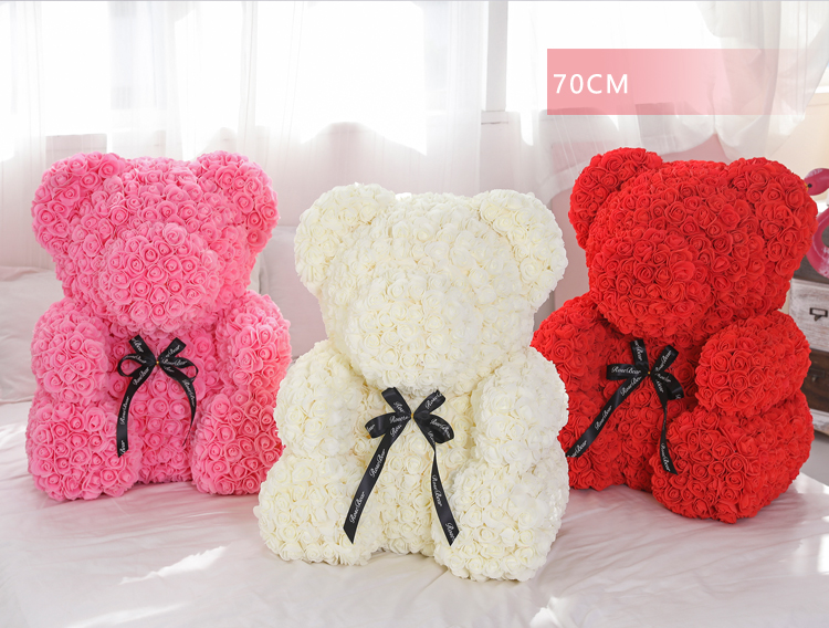 Manufacturer wholesale 70cm rose bear large teddy bear valentine's day hot style love rose bear gift to his girlfriend