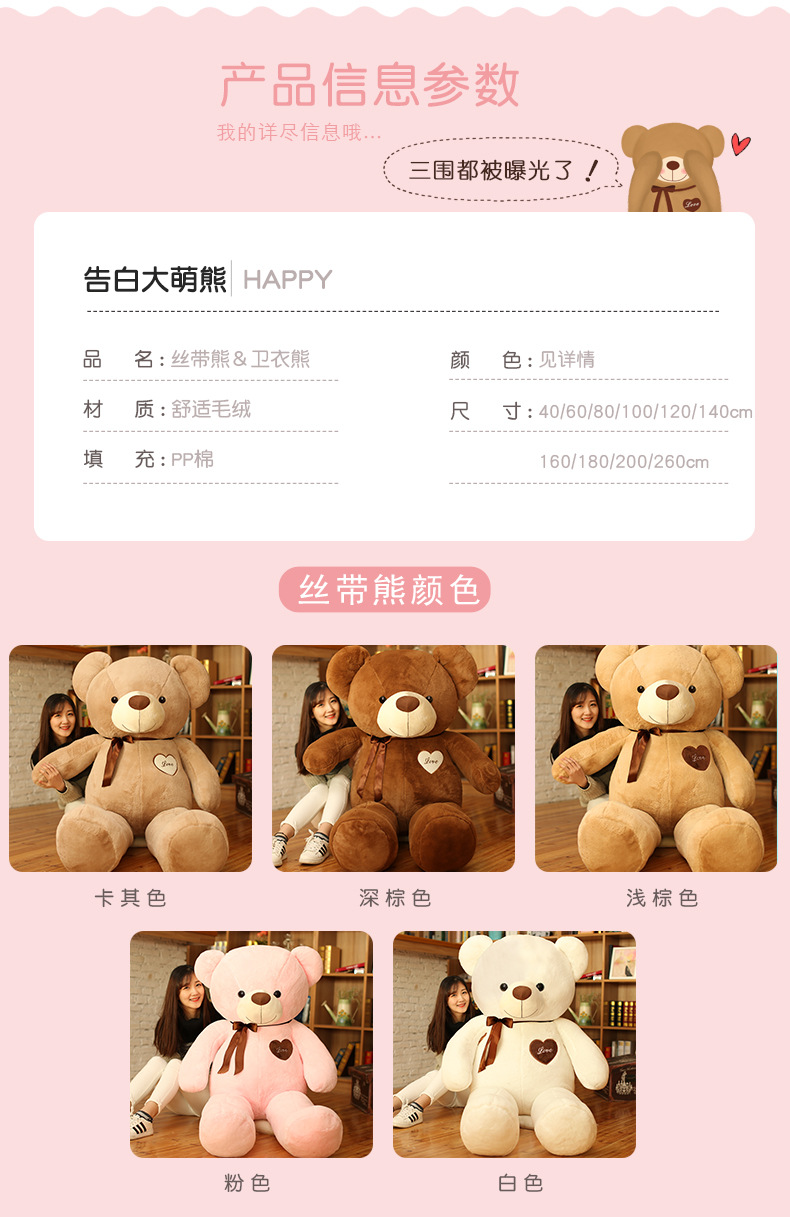 Plush Toy Ribbon Teddy Bear Doll Huggy Bear Ragdoll Get Girls Birthday Gifts Online Sale Free