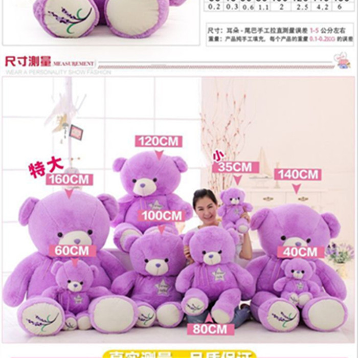 Lavender Bear Purple Teddy Bear Doll Plush Toys BEBEAR Doll