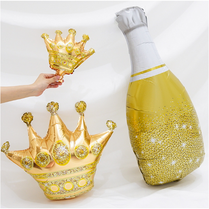 Factory Champagne Glass Balloon Birthday Party Decoration Balloon Wine Bottle Goblet Shape Aluminum Film Balloon