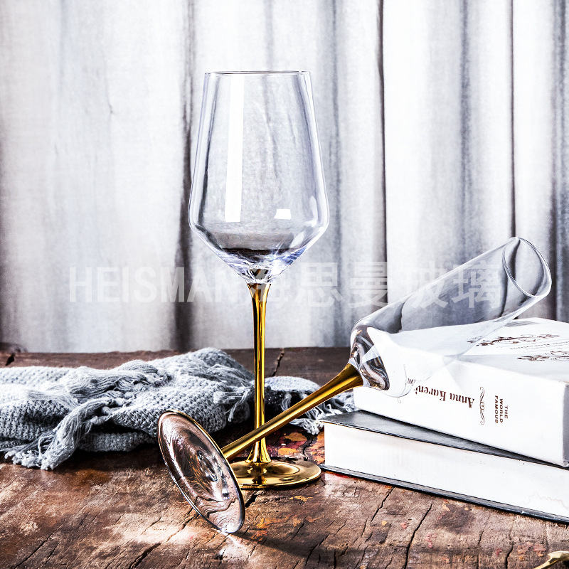 European-Style Gold Rod Crystal Goblet Creative Ion-Plated Wine Glass Western Wine Set Champagne Glass Factory Direct Sales European-Style Gold Rod Crystal Goblet Creative Ion-Plated Wine Glass Western Wine Set Champagne Glass Factory Direct Sales