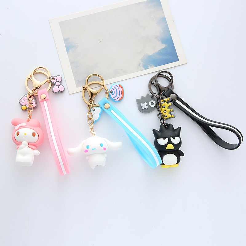 Wedding Keychain Melody Big Ear Dog Kuromi Pom Pom Purin Cartoon Silicone PVC Key Chain School Bag Pendant Gift