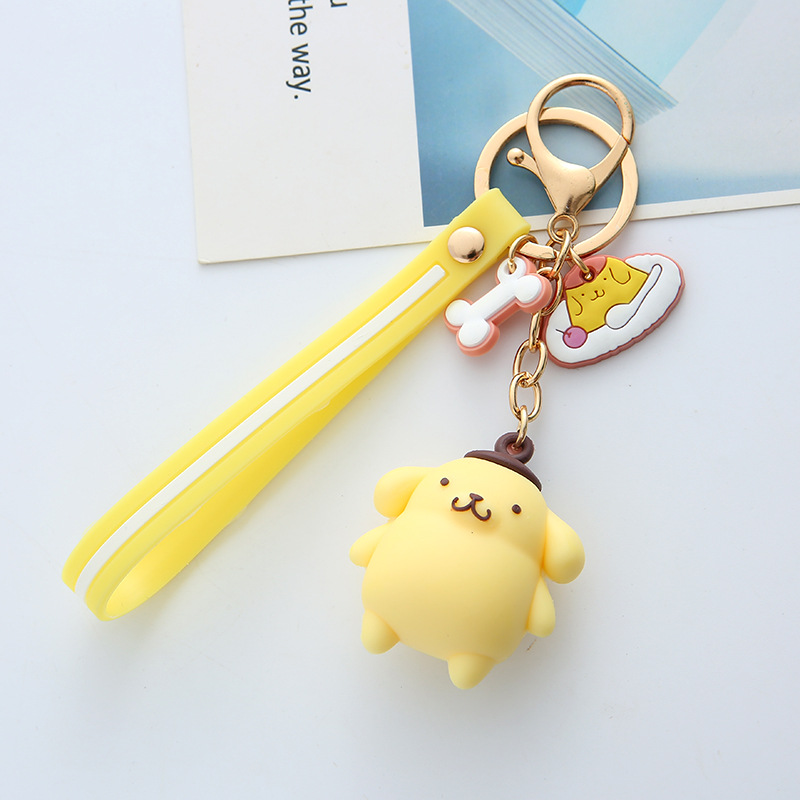Wedding Keychain Melody Big Ear Dog Kuromi Pom Pom Purin Cartoon Silicone PVC Key Chain School Bag Pendant Gift