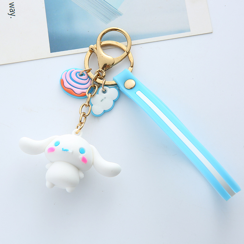 Wedding Keychain Melody Big Ear Dog Kuromi Pom Pom Purin Cartoon Silicone PVC Key Chain School Bag Pendant Gift