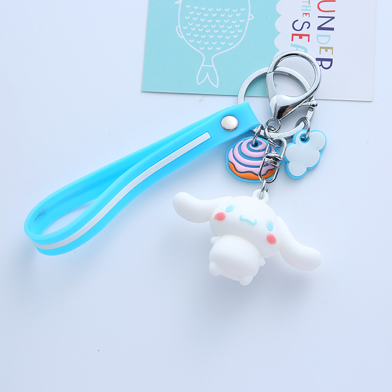 Wedding Keychain Melody Big Ear Dog Kuromi Pom Pom Purin Cartoon Silicone PVC Key Chain School Bag Pendant Gift