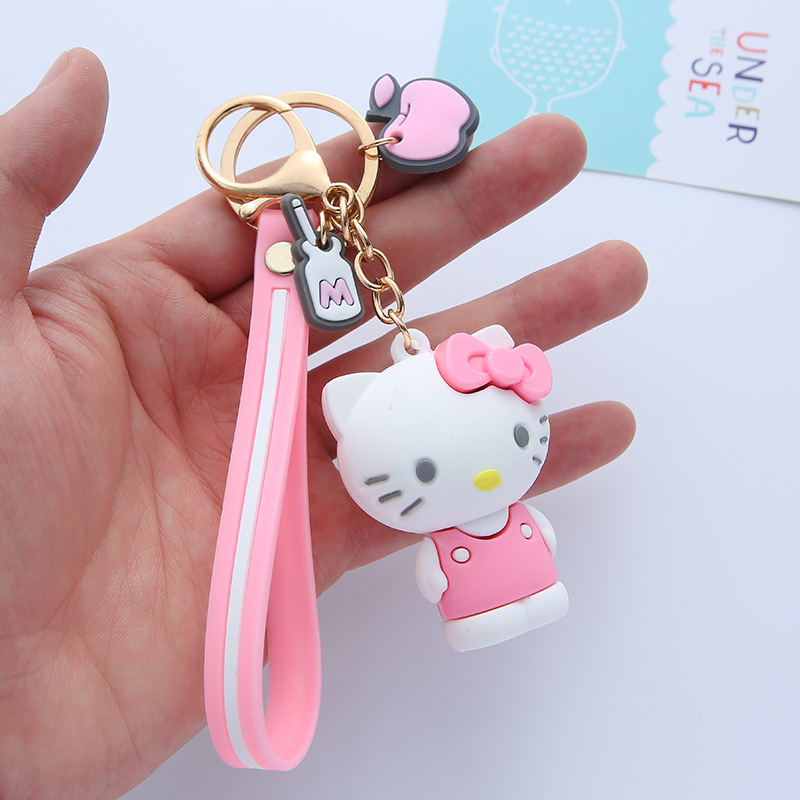 Wedding Keychain Melody Big Ear Dog Kuromi Pom Pom Purin Cartoon Silicone PVC Key Chain School Bag Pendant Gift