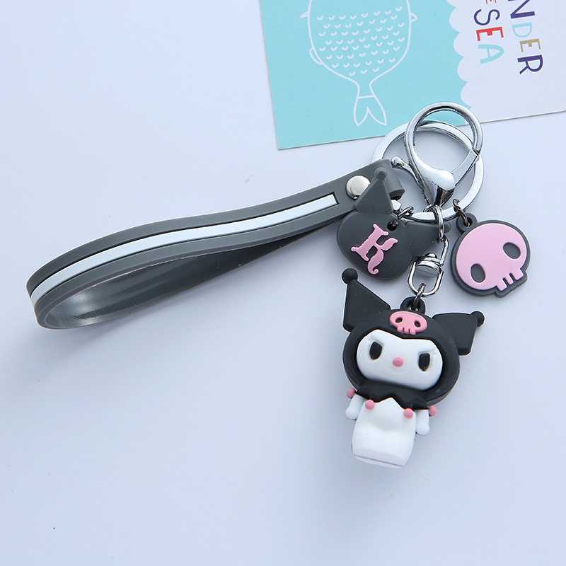 Wedding Keychain Melody Big Ear Dog Kuromi Pom Pom Purin Cartoon Silicone PVC Key Chain School Bag Pendant Gift