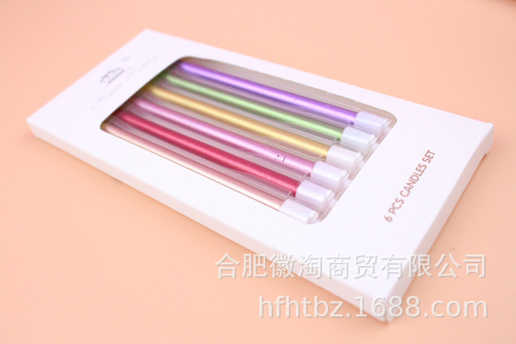 Birthday Cake Candle Party Candle Long Brush Holder Golden Thread Pencil Candle Slender Candle Baking Packaging Whole