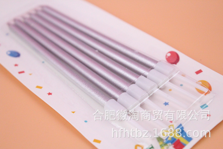 Birthday Cake Candle Party Candle Long Brush Holder Golden Thread Pencil Candle Slender Candle Baking Packaging Whole