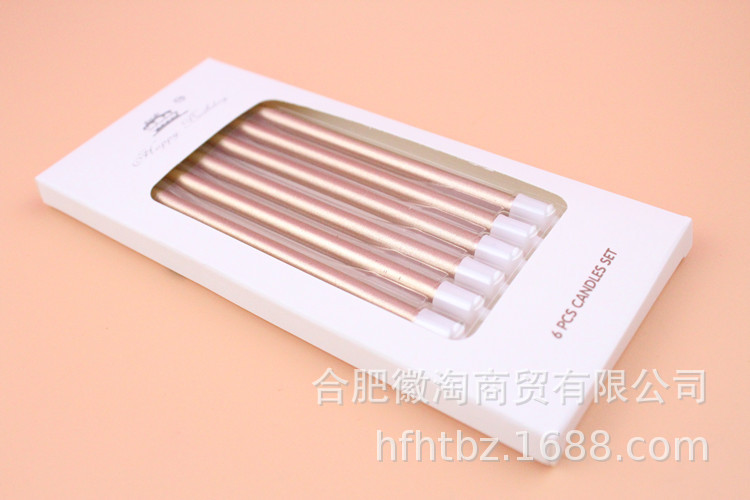 Birthday Cake Candle Party Candle Long Brush Holder Golden Thread Pencil Candle Slender Candle Baking Packaging Whole