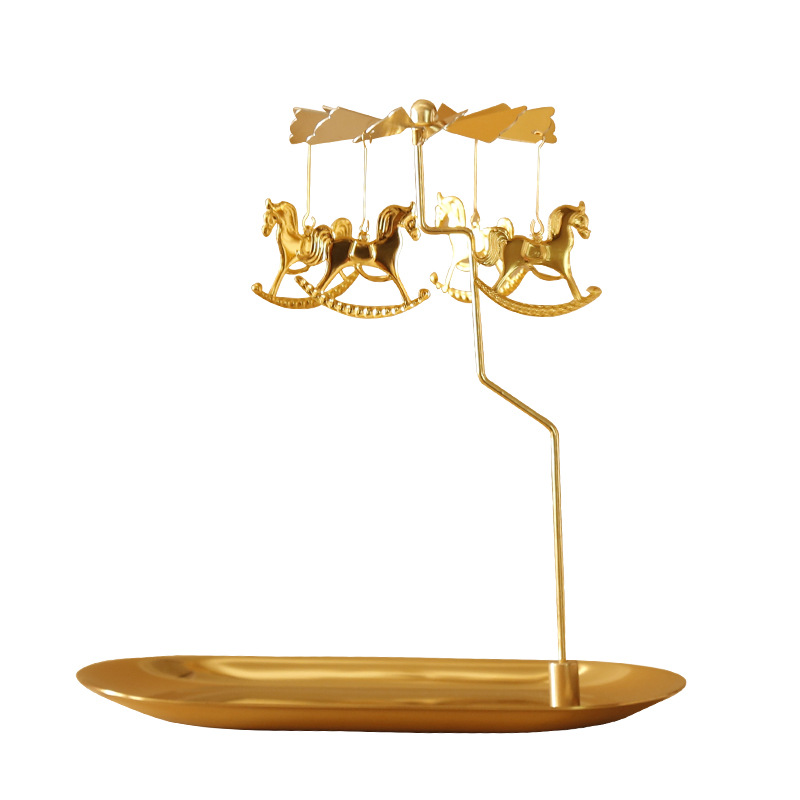 Rotating Candlestick Aromatherapy Candle with Tray Romantic Revolving Scenic Lantern European Candleholder