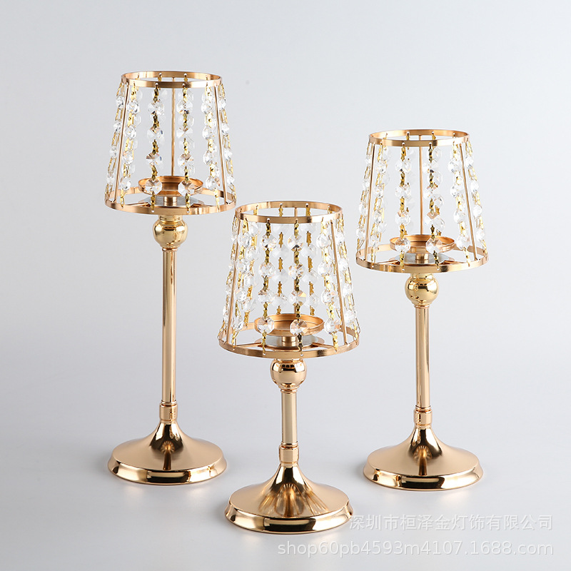 Table Western Romantic Candlelight Dinner Three-Piece Set Decoration Wedding Electroplating Decoration Glow Candle