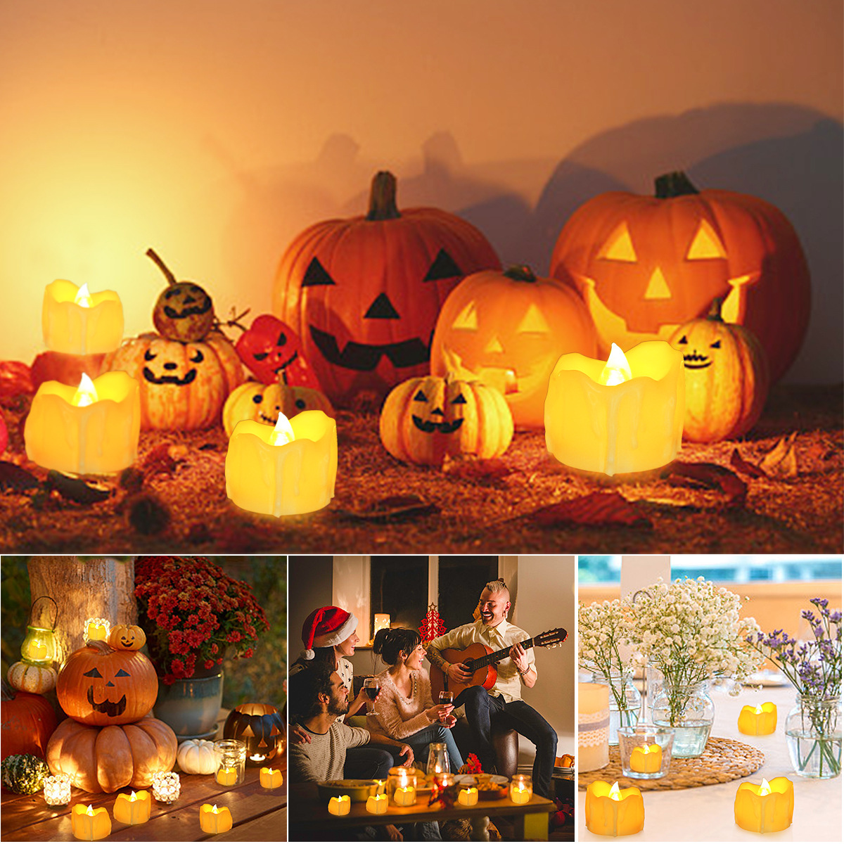 Glow Candle  Candle Light Simulation Candle Christmas Halloween Party Decoration Light-Emitting Candle Light Night Light