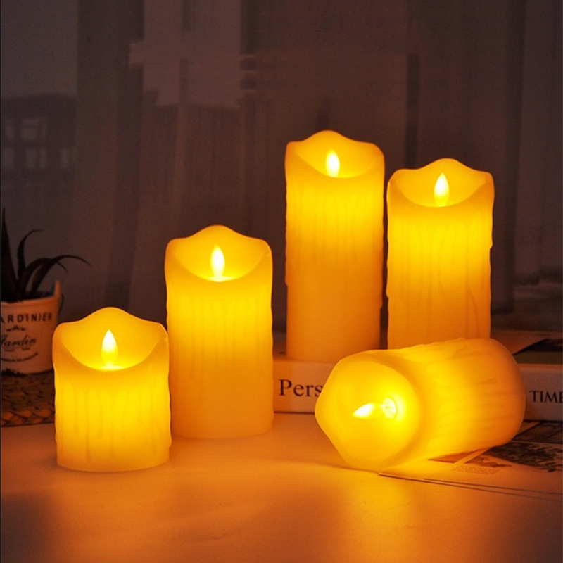 Glow Candle  Lamp Cylindrical Christmas Halloween Home Wedding Script Kill Emulational Decoration Props