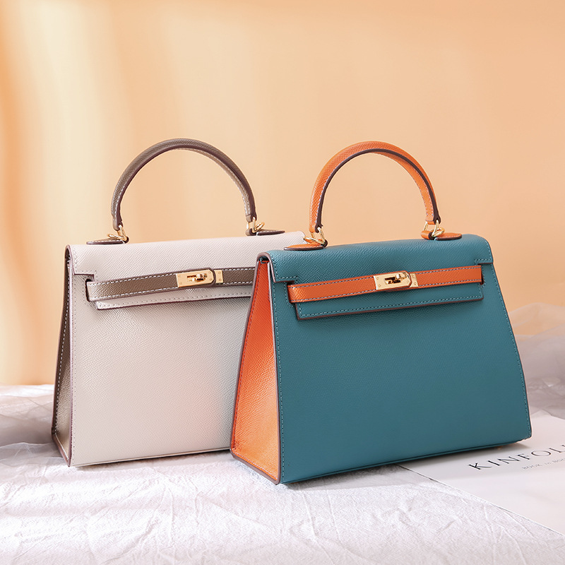 Women&#039;s Cow Leather Bag 2021 New Kelly Bag Red Bag Portable Wedding Bride Birkin Bag wedding Bag