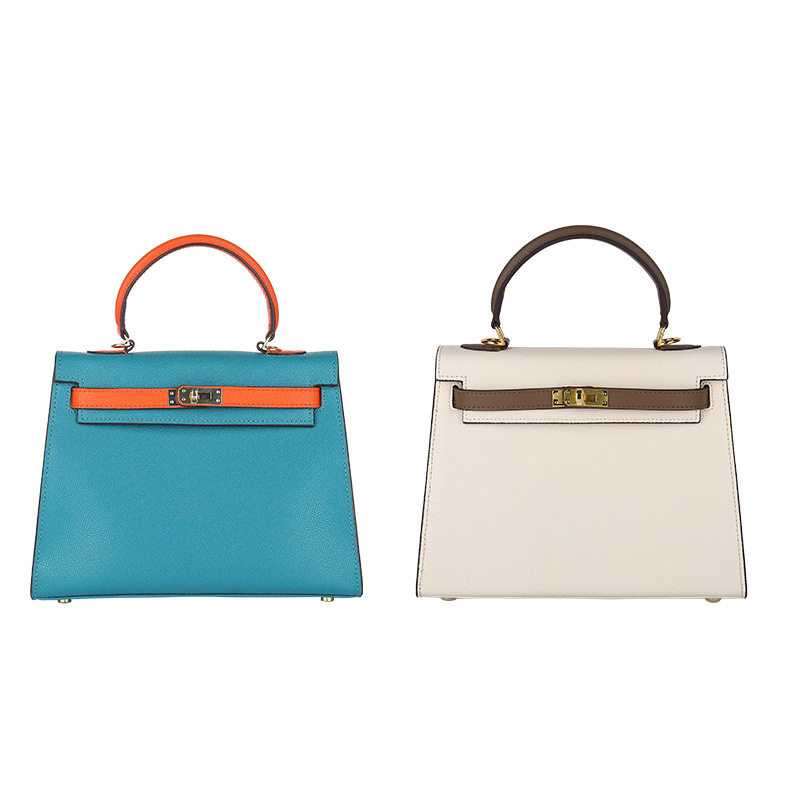 wedding Bag  2021 New Kelly Bag Milky White Bag Portable Wedding Bride Birkin Bag Contrast Color Crossbody Women&#039;s Bag