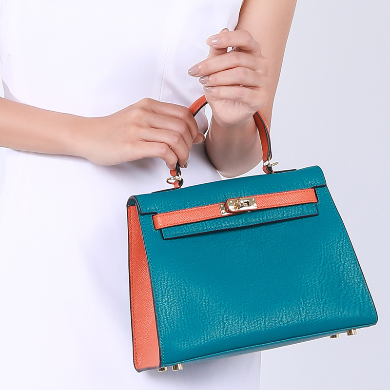wedding Bag  2021 New Kelly Bag Milky White Bag Portable Wedding Bride Birkin Bag Contrast Color Crossbody Women&#039;s Bag