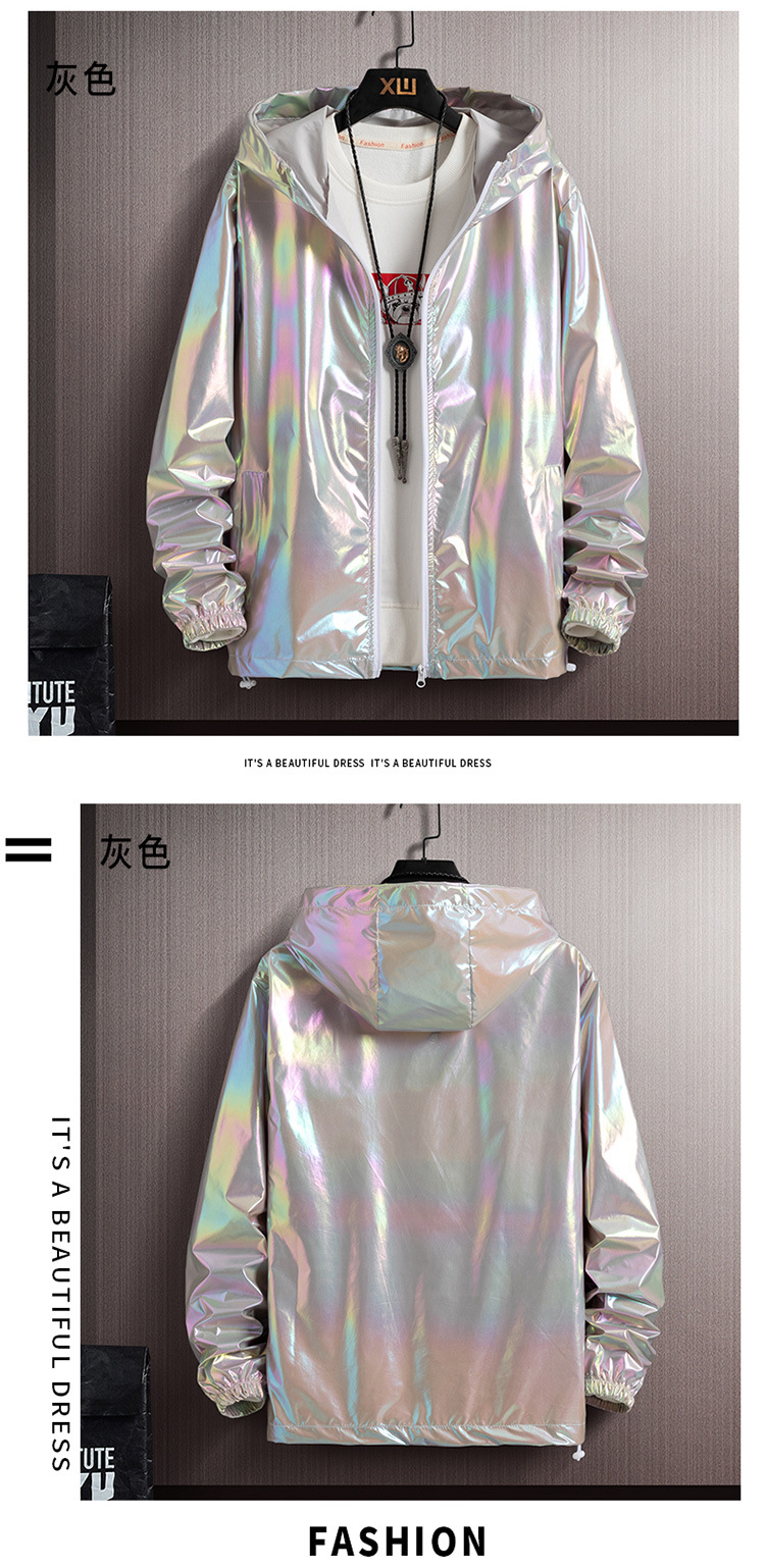 Summer Colorful Reflective Sun Protection Clothing for Men Ice Silk Ultra-Thin Couple Colorful Thin Jacket Trendy Gradient Coat Wholesale