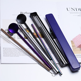 steel lengthened mixing spoon square shape long ice spoon plated titanium PVD colorful dessert shop tableware gifts