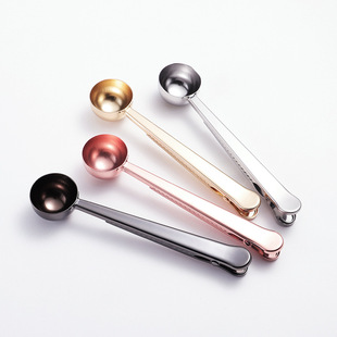 steel lengthened mixing spoon square shape long ice spoon plated titanium PVD colorful dessert shop tableware gifts
