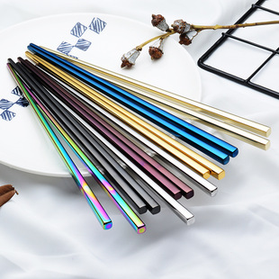 steel lengthened mixing spoon square shape long ice spoon plated titanium PVD colorful dessert shop tableware gifts