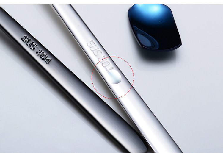 steel lengthened mixing spoon square shape long ice spoon plated titanium PVD colorful dessert shop tableware gifts