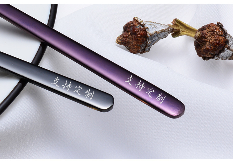 steel lengthened mixing spoon square shape long ice spoon plated titanium PVD colorful dessert shop tableware gifts