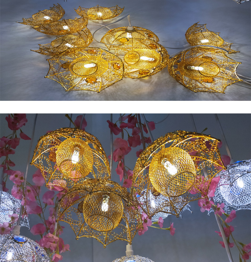 Wedding Lighting Props Golden Love Umbrella Chandelier Lighting Wedding Hall Stage Ceiling Layout Luminous Ornaments Wedding Lighting Props Golden Love Umbrella Chandelier Lighting Wedding Hall Stage Ceiling Layout Luminous Ornaments