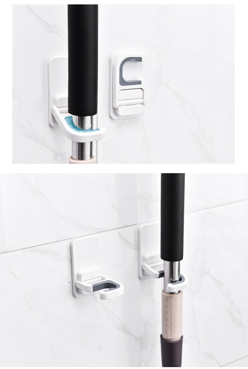 Mop hooks are non-perforated, non-marked, wall-mounted toilet fixed to receive and hang Broom Mop Clamps Mop hooks are non-perforated, non-marked, wall-mounted toilet fixed to receive and hang Broom Mop Clamps