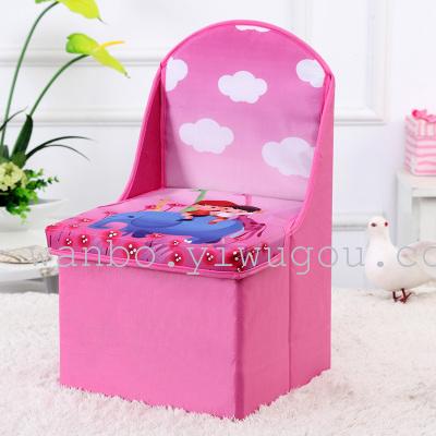 Cartoon children back stool stool chair folding stool baby toy can sit Oxford cloth storage box Cartoon children back stool stool chair folding stool baby toy can sit Oxford cloth storage box