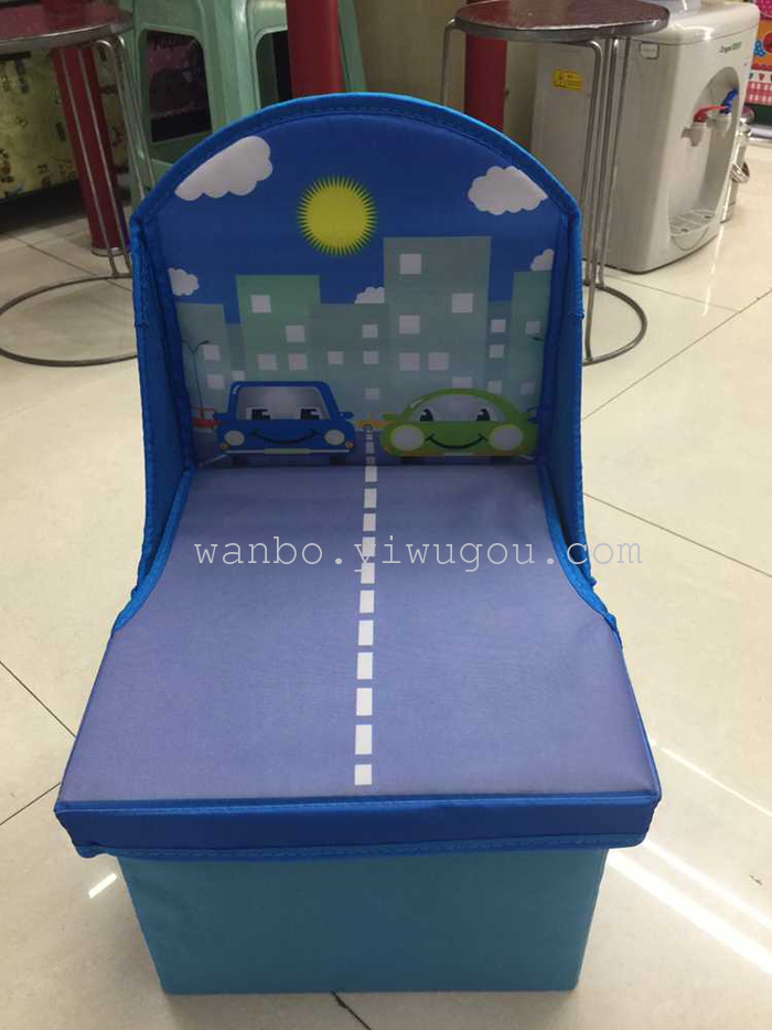 Cartoon children back stool stool chair folding stool baby toy can sit Oxford cloth storage box Cartoon children back stool stool chair folding stool baby toy can sit Oxford cloth storage box