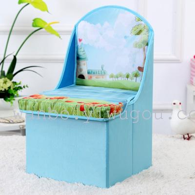 Cartoon children back stool stool chair folding stool baby toy can sit Oxford cloth storage box Cartoon children back stool stool chair folding stool baby toy can sit Oxford cloth storage box