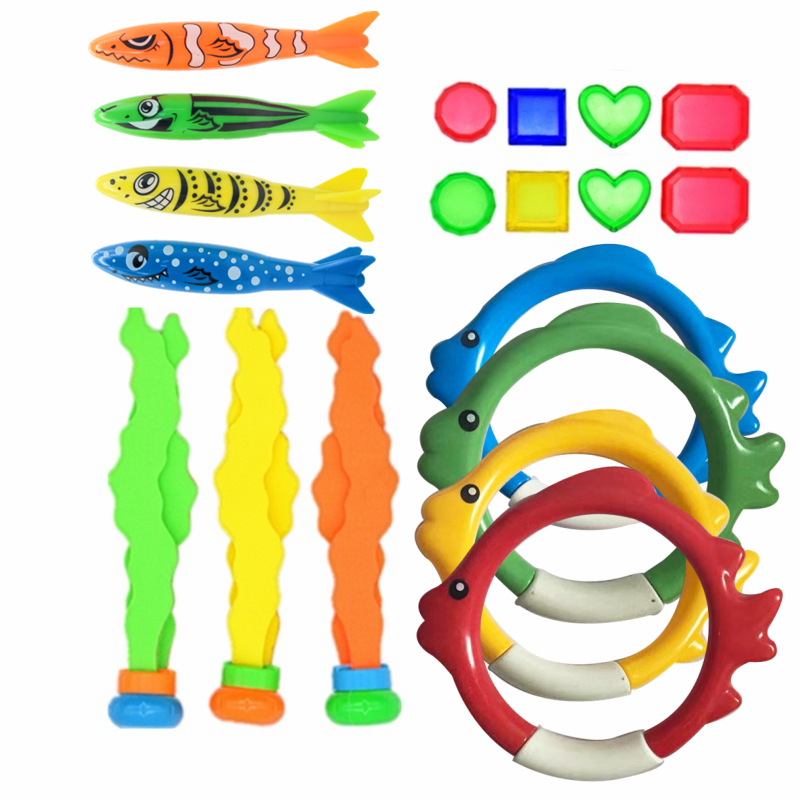 Cross-Border Amazon Water Toys Children&#039;s Swimming Pool Treasure Hunting Diving Torpedo Ring Diamond Set Toys