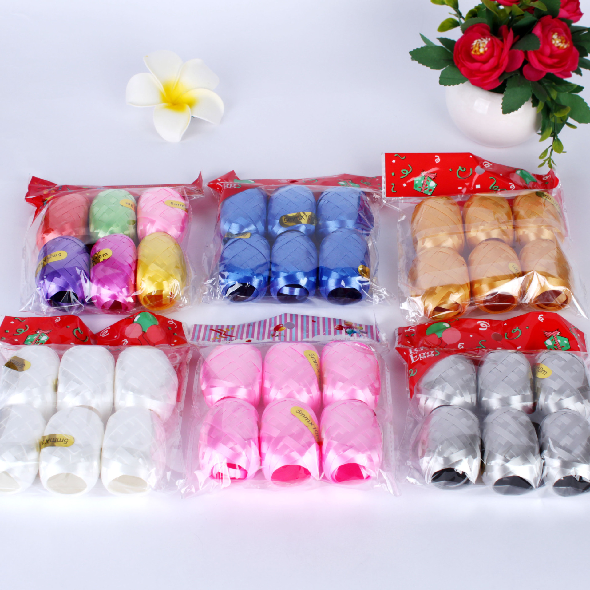 10 M Rugby Floating Balloon Rope Gift Ribbon Tie Rope Color Stripes Hanging Rope Birthday Party Wedding Supplies