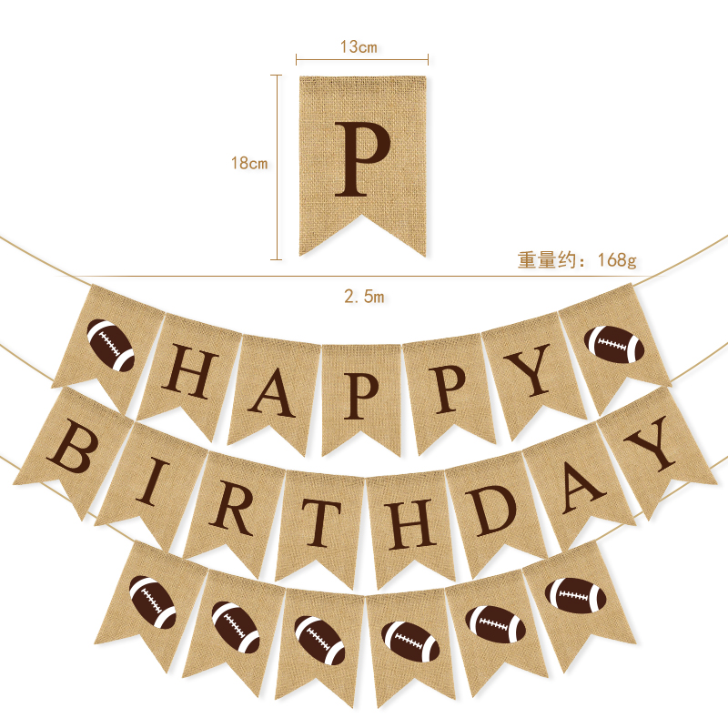 Birthday Baby Shower Rugby Happy Birthday Swallowtail Flag One Linen Swallowtail Hanging Flag