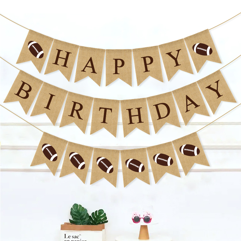Birthday Baby Shower Rugby Happy Birthday Swallowtail Flag One Linen Swallowtail Hanging Flag