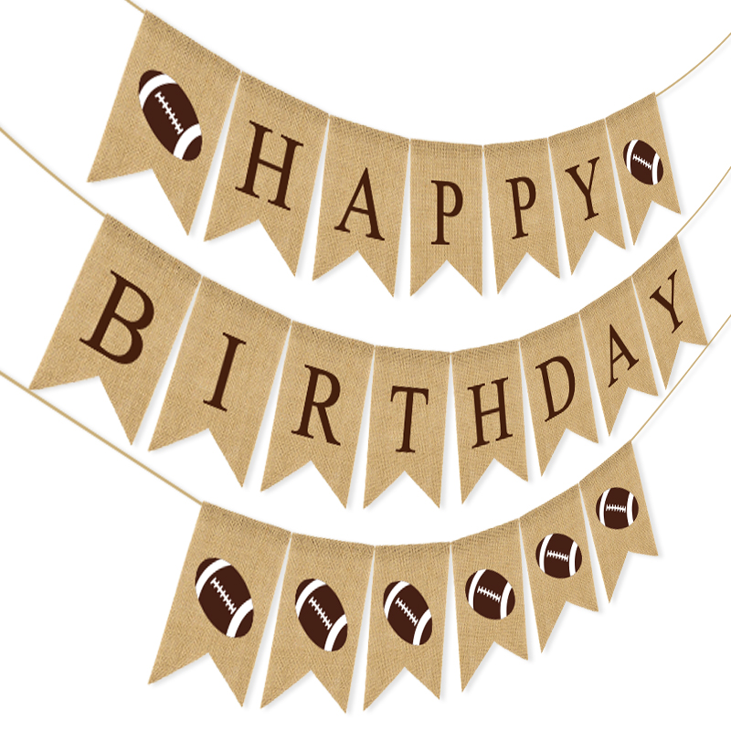 Birthday Baby Shower Rugby Happy Birthday Swallowtail Flag One Linen Swallowtail Hanging Flag