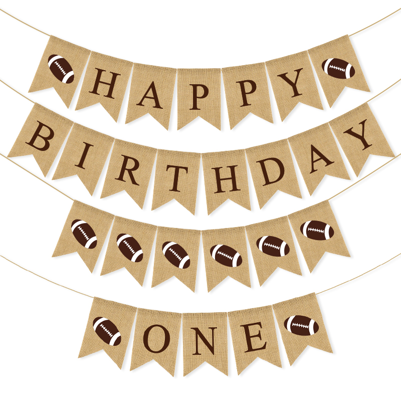 Birthday Baby Shower Rugby Happy Birthday Swallowtail Flag One Linen Swallowtail Hanging Flag