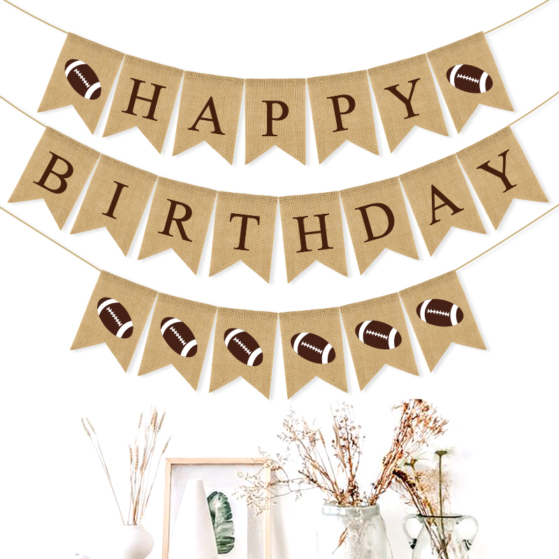 Birthday Baby Shower Rugby Happy Birthday Swallowtail Flag One Linen Swallowtail Hanging Flag