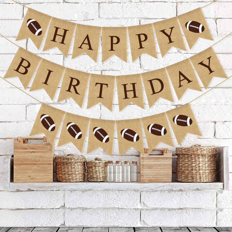 Birthday Baby Shower Rugby Happy Birthday Swallowtail Flag One Linen Swallowtail Hanging Flag