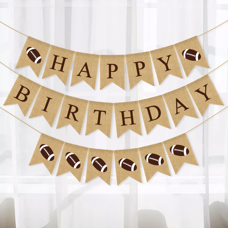 Birthday Baby Shower Rugby Happy Birthday Swallowtail Flag One Linen Swallowtail Hanging Flag