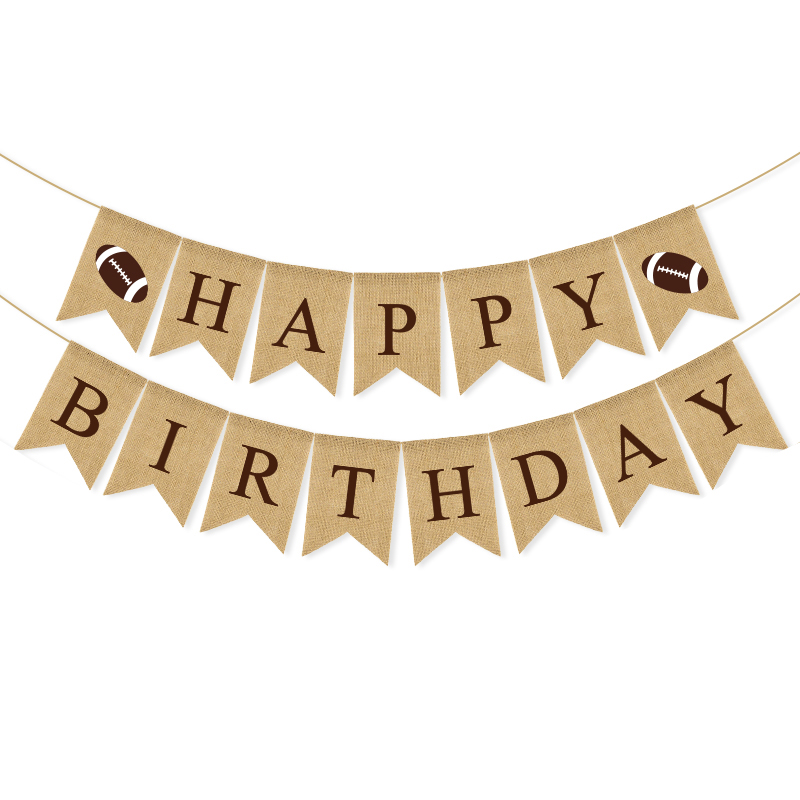Birthday Baby Shower Rugby Happy Birthday Swallowtail Flag One Linen Swallowtail Hanging Flag