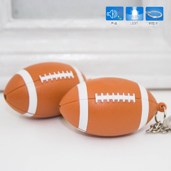Yongyi Creative Gift Rugby LED Light Sound Luminous Key Chain Accessories Crafts LED Light Keychain