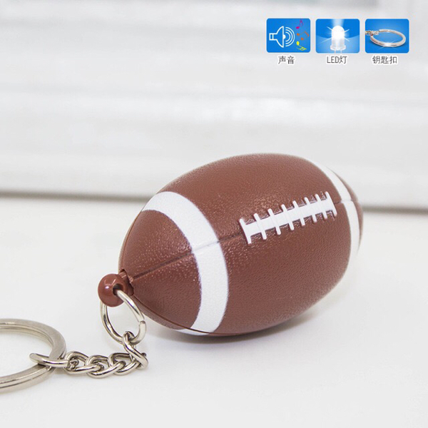 Yongyi Creative Gift Rugby LED Light Sound Luminous Key Chain Accessories Crafts LED Light Keychain