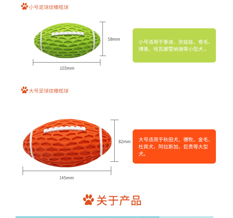 Pet Toys Bite-Resistant Vocalization Rugby Dog Relieving Stuffy Rubber Molar Interactive Pet Supplies Wholesale
