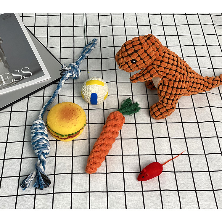 Dog Toy Sound Knot Rope Bite-Resistant Ball Vent Molar Plush Slippers Tug of War Dinosaur Puppy Bell Ball Wild Goose