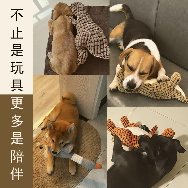Dog Toy Sound Knot Rope Bite-Resistant Ball Vent Molar Plush Slippers Tug of War Dinosaur Puppy Bell Ball Wild Goose