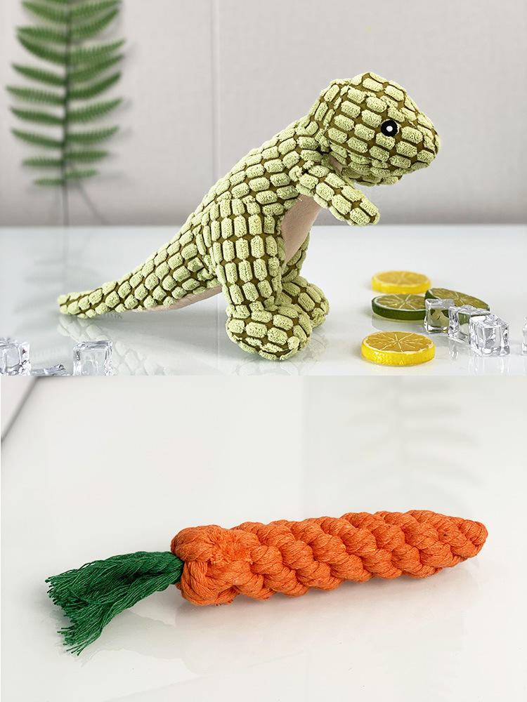 Dog Toy Sound Knot Rope Bite-Resistant Ball Vent Molar Plush Slippers Tug of War Dinosaur Puppy Bell Ball Wild Goose