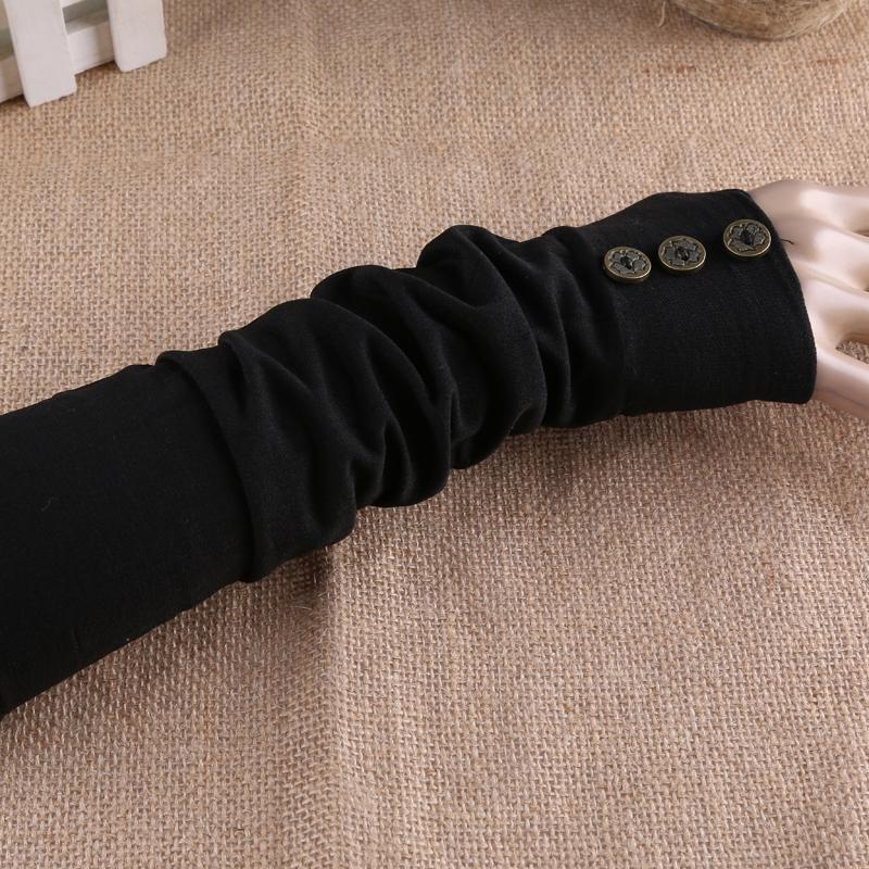 Arm button sleeve cuff female winter long half finger Fingerless Knitted Warm thickened false sleeves